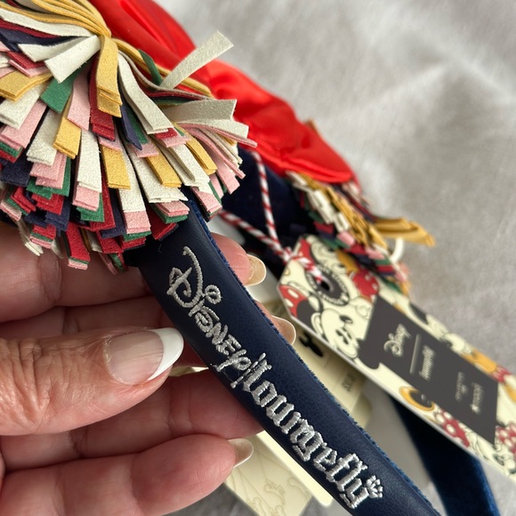 Disney Mickey Mouse Ears with Red Bow and Multicolor Fringe - Picture 6 of 7